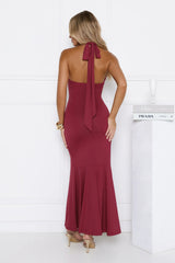 Pretty In Motion Halter Maxi Burgundy