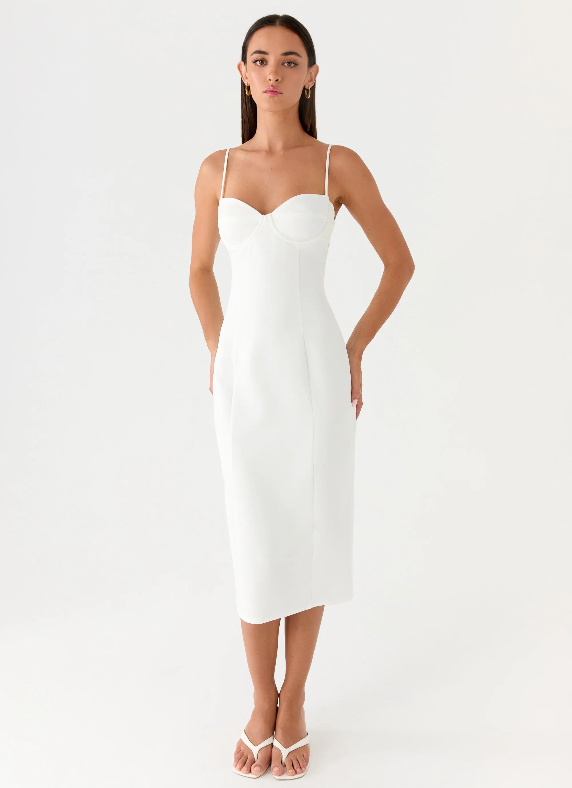 Asling Bustier Midi Dress - White