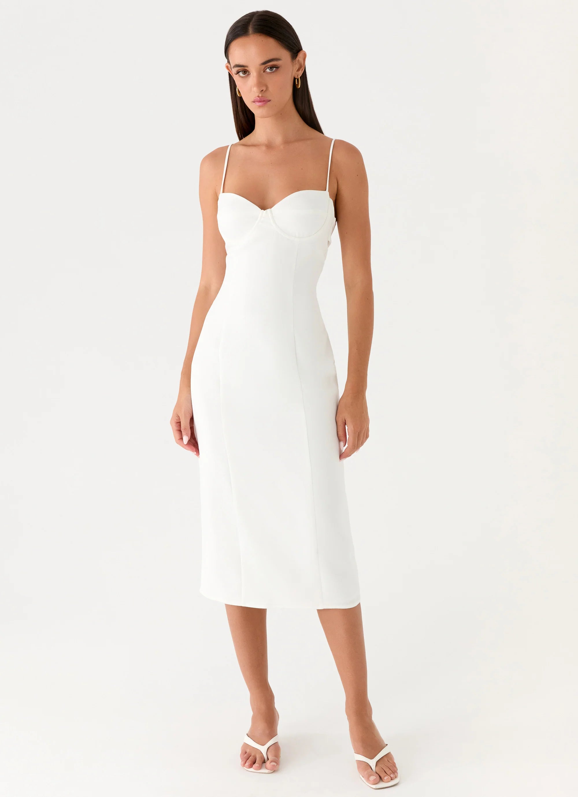 Asling Bustier Midi Dress - White