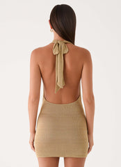 Aradie Shimmer Mini Dress - Shimmer Gold